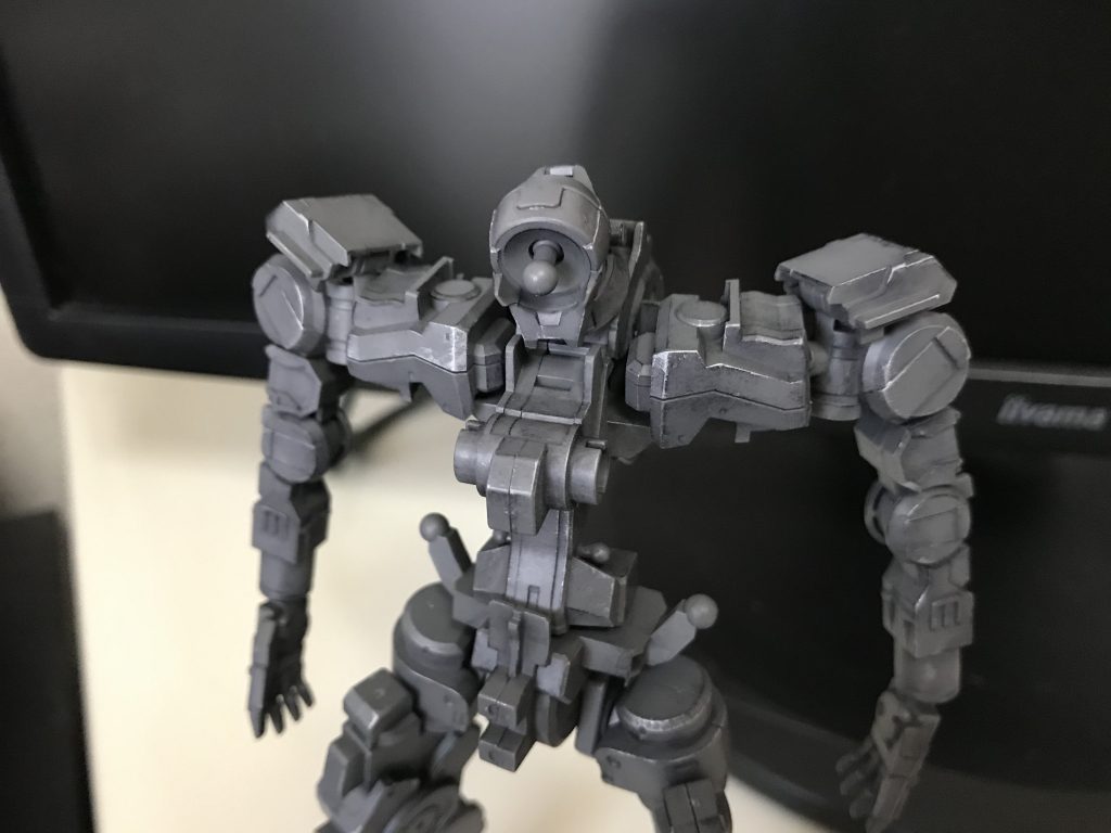 銀ドライブラシ重ね塗り、ビフォーアフター