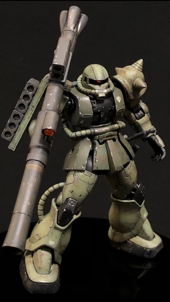 シリコーンバリアでのチッピングと、ジオラマに合うようにウェザリング。