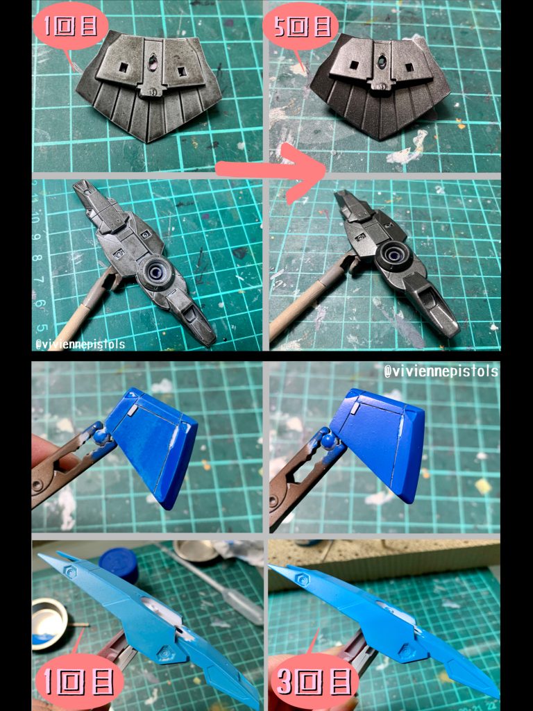 アクリジョンを使い、筆塗りで塗装をしています。