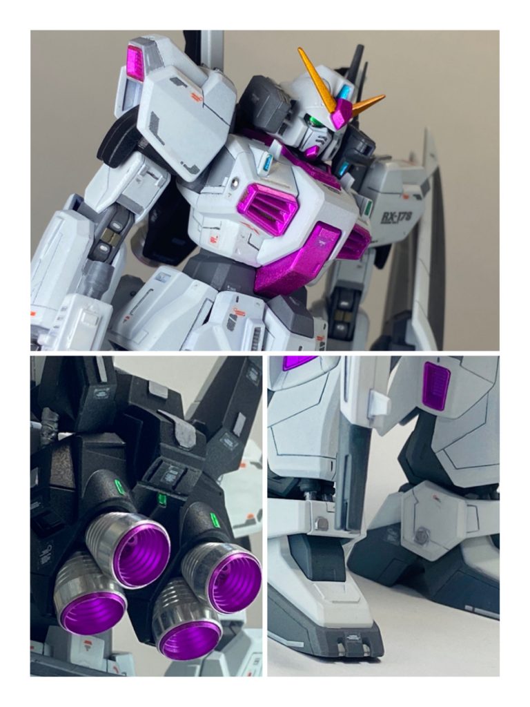 ・プロポーションの調整・胸部ダクト開口・シールド延長・ダンパーの別パーツ化・メタルパーツの使用などを中心に、シンプル且つRGとの差別化をテーマとして設定に囚われず自由に作ってみました。