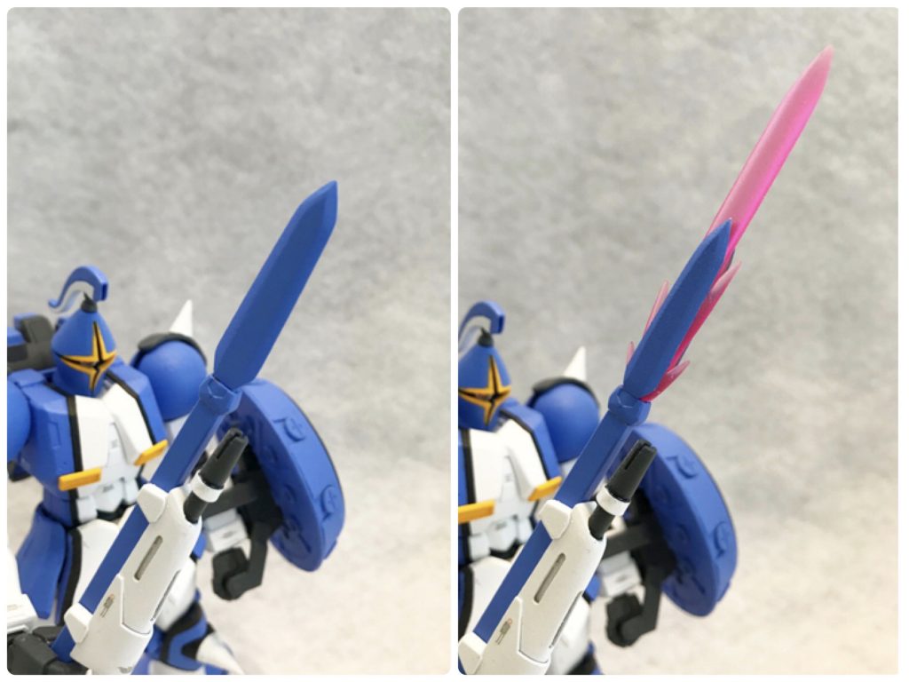 特徴的な武器であるビーム・ベイオネットは先端を交換することで、ビーム有・無を選択できるようにしてあります。