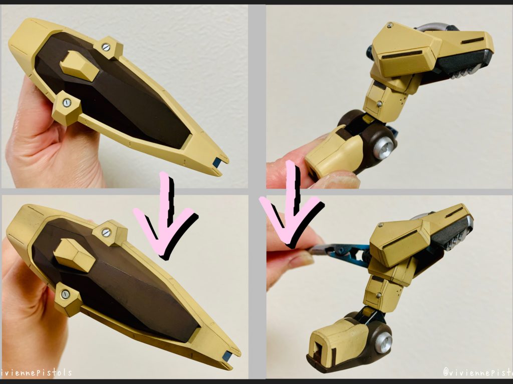 順番は違いますが、艶消しになるファレホの特徴を活かし、デカールの前にパステルでドライブラシを先にしました。この後ウェザリングをするにあたり、塗膜保護とデカールを貼り易くする為に一度半光沢の吹き付けをしました。