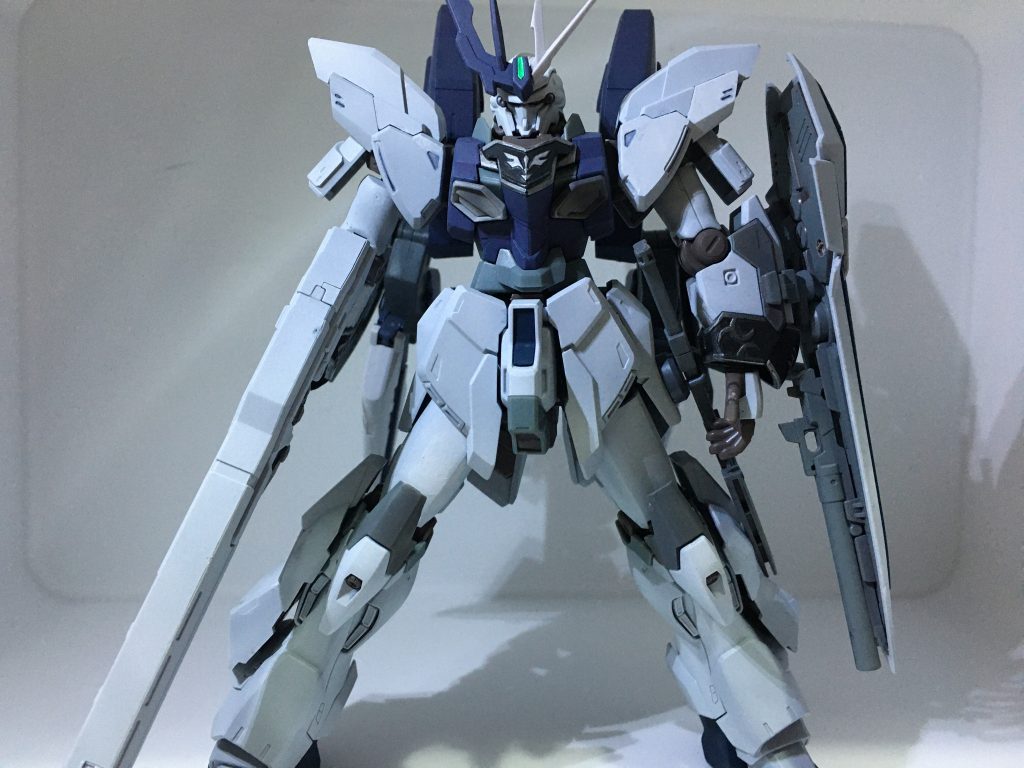 まずは正面から素のスタインからの変更点はフェイクニューのアンテナをつけてガンダムフェイスっぽくしました。Twitter等でスタインはニューガンダム感があるって書いてあるのを見てアンテナつけただけですが少しでも近づけてみました。後付けですがなんとなくゾルタンと同じように左右非対称な感じが出たなと思いましたw