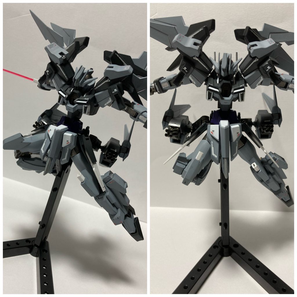 更に更に元々ビームサーベルがあった場所はスラスターガトリングに変更されておりガトリングを撃ちながら接近、近接攻撃という行動もできます！