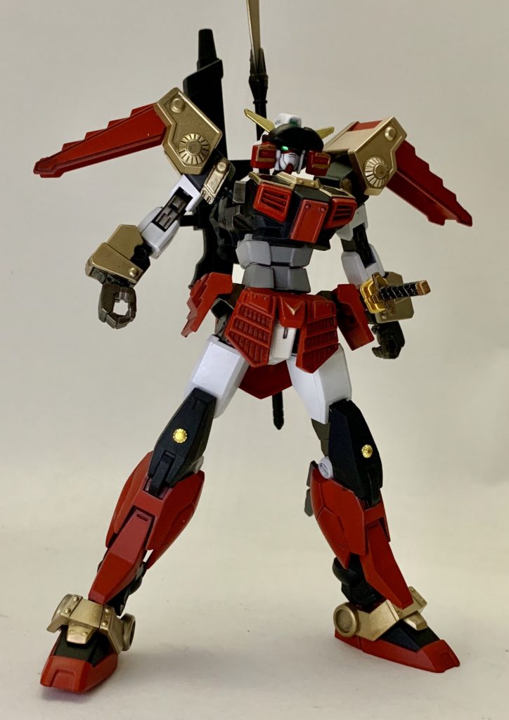 そしてコアガンダムにアーマーを装備させると完成!武者リアライズ頑駄無。リアライズの部分の当て字は後日考えます。