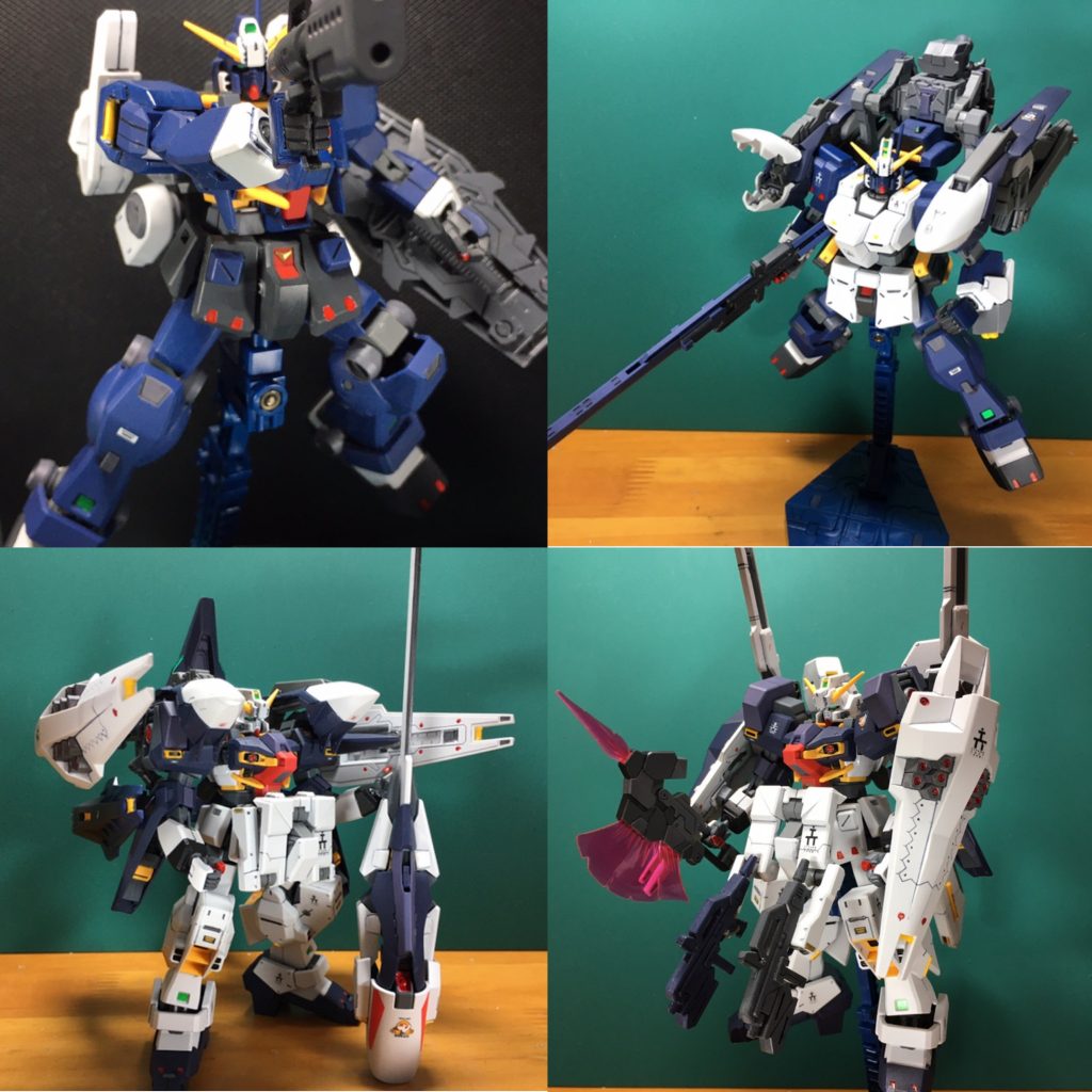 １：ガンダムTR-1[ヘイズル2号機](軽量型)　主推進機として採用されたトライ・ブースター・ユニットはシュツルム・ブースターの重量バランスの悪さから制御が難しく、ヘイズル2号機改装以前の[ヘイズル予備機]の上位互換をめざした形態。UC.0082年に地上で運用された第0特殊強襲小隊(通称「Ez-SR」隊)に配備された機体の装備を流用したとされる。２：ガンダムTR-1[ヘイズル2号機](ラーⅡ)３：ガンダムTR-1[ハイゼンスレイ・ラーⅡ](クアドラ・ブースター)　ガンダムTR-1[ヘイズル・ラーⅡ](クアドラ・ブースター)と同様の装備形態。４：ガンダムTR-1[ハイゼンスレイ](トライ・ブースター・ユニット装備) 