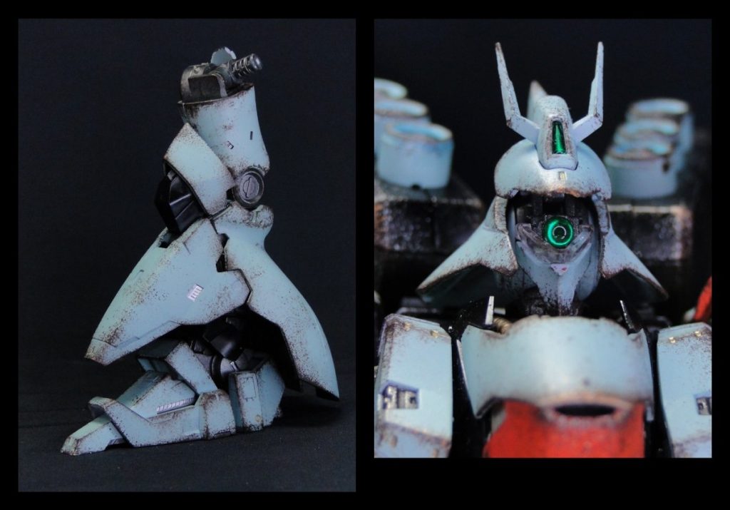 フトモモ　前後逆に付けて短く見せていますモノアイはクリアレジンで作りました