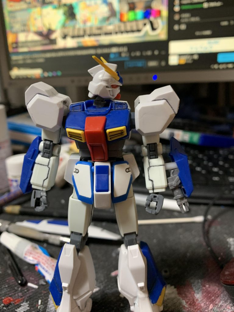 首の可動が安定しなかったのでランナーの切れ端等を使って作りました。