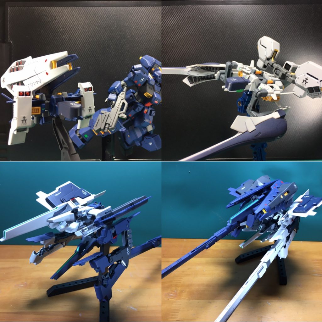 １：緊急脱出ポッド[プリムローズ](第2種兵装)２：緊急脱出ポッド[プリムローズ](第3種兵装)３：Gパーツ[フルドド](MA形態)４：Gパーツ[フルドド](重装MA形態)　[フルドド]MA形態のノーズセンサーユニットにシールド・ブースター4機を装備、ロング・ブレード・ライフルを主砲として運用する、高機動戦闘形態。ガンダムTR-1の武装プラットフォームとしての運用も想定され、本機が前線に武装を運搬することも可能。 