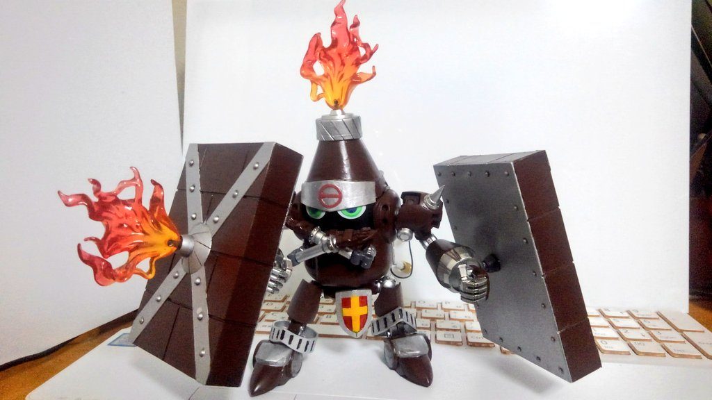 ガチャで当てた炎エフェクトにランナー棒を刺して火炎放射を再現してます。