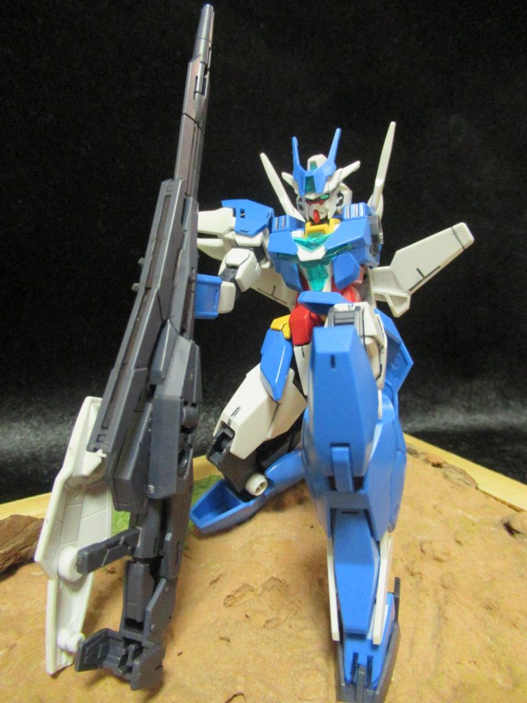アースリィガンダム(コアガンダム2)なかなか上手く立て膝ポーズが決まらず苦労してました。初めての完成ジオラマでしたが、何回もビデオを繰り返し見ながら、息子なりにリライズ愛を込めて精一杯こだわって作りました。最後までご覧いただきありがとうございましたm(_ _)m