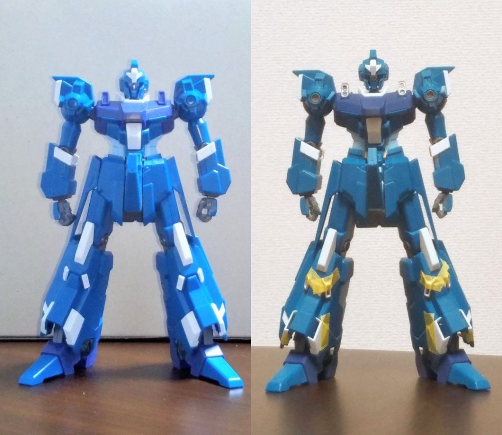 before→after・肩幅詰め・首と胴体延長・センサーのディテールアップ・ダクト開口・武器持ち手を改造して握手に