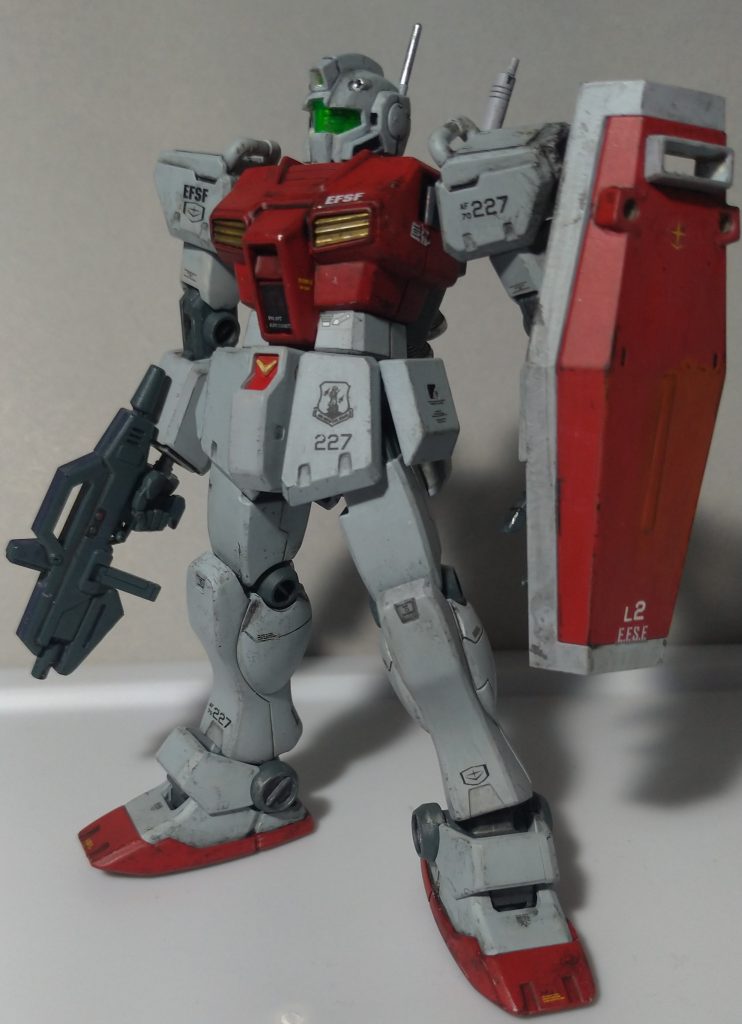 ●グリプス戦役直前～序盤くらいのセッティング。連邦軍情報部(残党の情報集め専門部隊)に編成替えされたジム改227番機。後方任務に回されたのでジム2への改装は後回し。ビームライフルのみEパックタイプのBOWA BR-M84-A2が支給されている。