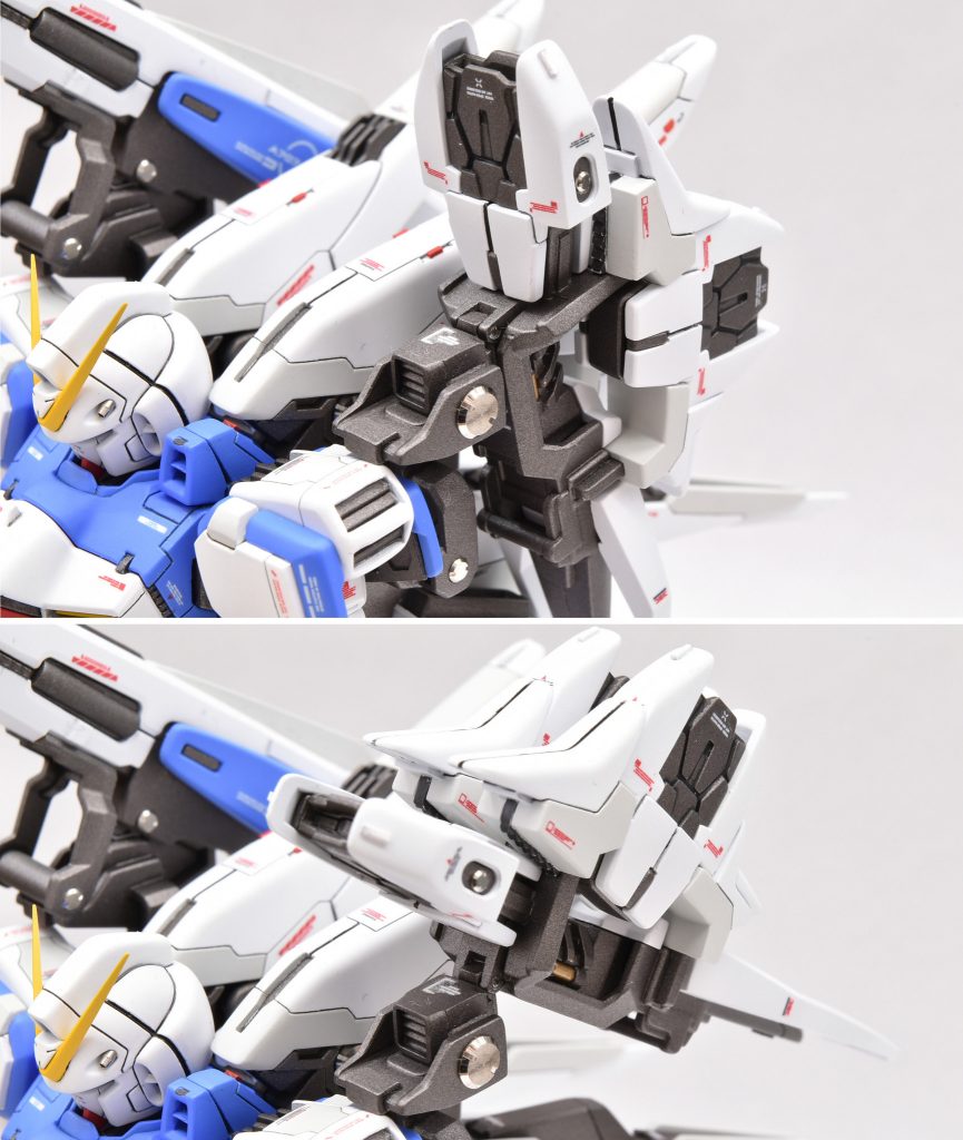 ミノフスキー・シールドは前後に稼働するよう基部に稼働軸を追加してあります。