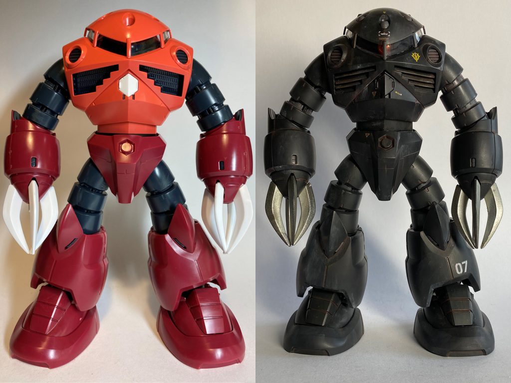 素組との比較画像。元のキットの出来がいいんです。あれこれ手を入れたくはなったけどぐっとこらえて塗りました。正味四日で完成したので、改造しなくて正解だと思う。