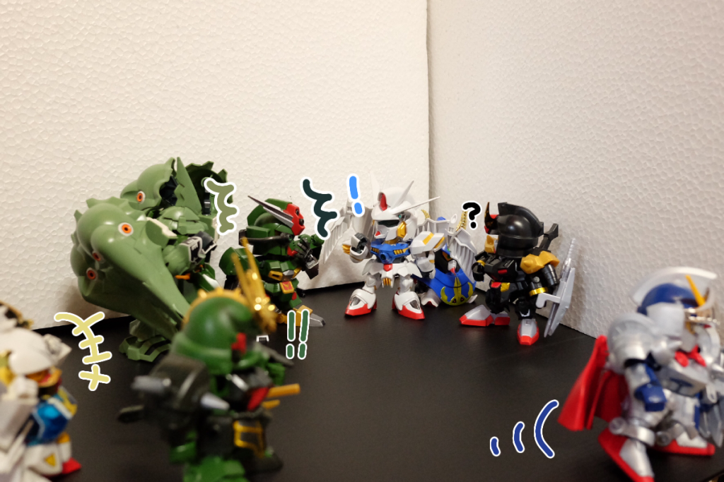 クシャ:あの時の!!!コマンド:すし!!!レギ:フフ、あの時はお世話になりました。真悪参:知り合い?