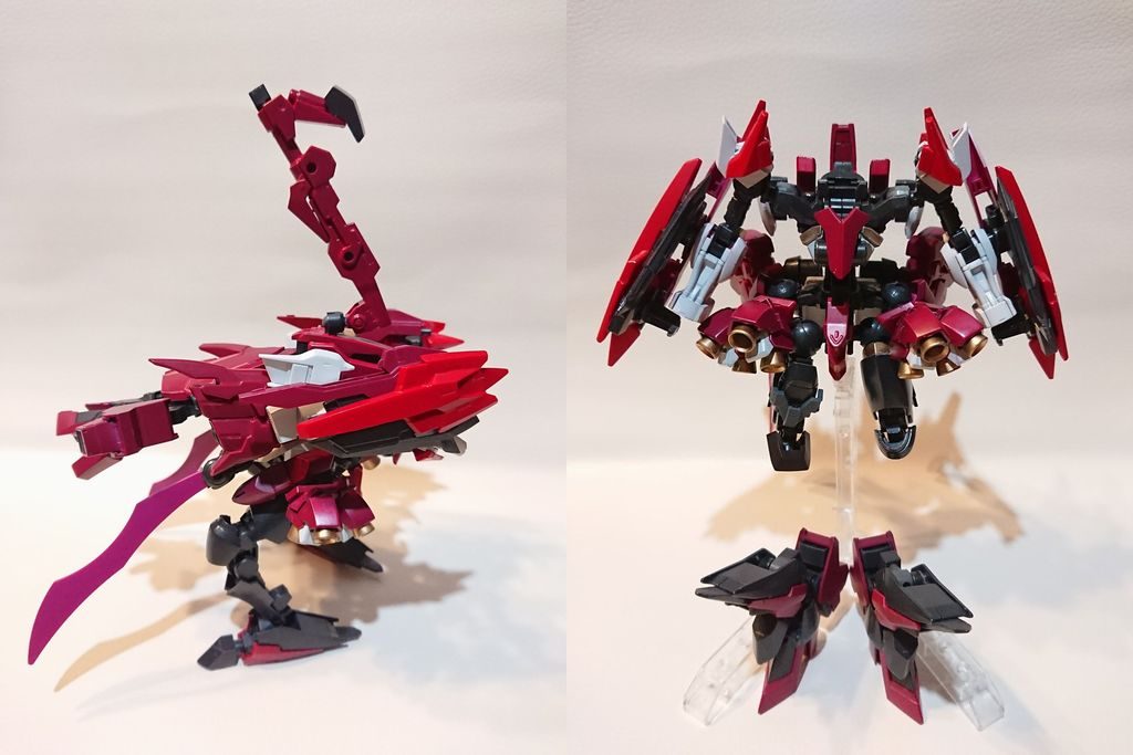 紅鶴の名の通り、ロイロイ君を使ってフラミンゴ形態へ変形。え?ダチョウ? いいえフラミンゴです(`・ω・´;)フラミンゴなんです…。余剰パーツは出さない!の精神により、むりやり彼が産まれました。結構な難産で、正直しんどかった…(´・ω・`)モウヤリタクナイヨ。まぁ、それでも余剰出るんですけどね(ボソッ更にトルソーモードにも変形可能。こちらはお気に入りです!(酷