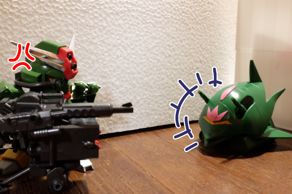 あの子：最初からさ。お前らに会う前に、その辺を歩いてたコイツに取り憑いて、中で半年間も力を溜めていたんだよ！コマンド：無垢なモビルアーマーを人質に取るなぞ、漢の風上にも置けんわ！あの子：フハハ！  付け入られる隙を与えたコイツが悪いわ！