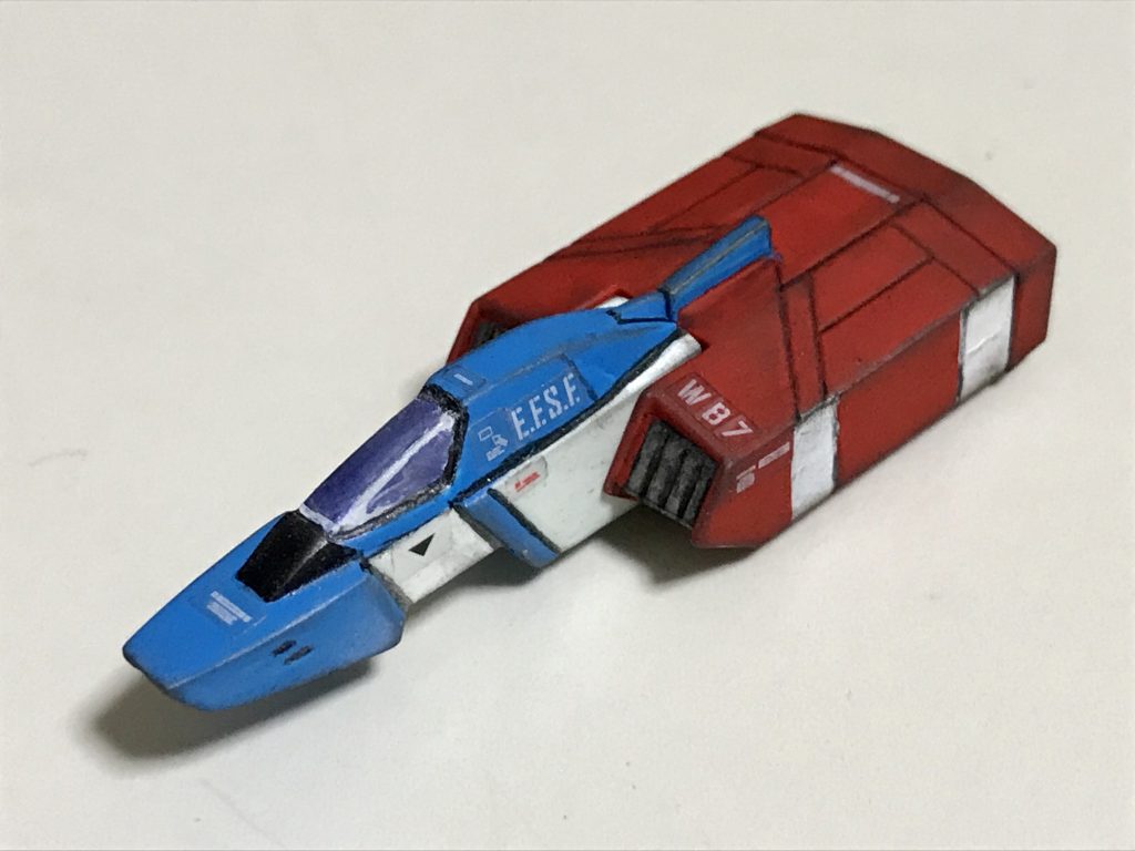 墨入れ、ウェザリング、デカール、ツヤ消しであら不思議、急にかっこよく見えます(^^)それにしてもコアファイターも造形が完璧です。