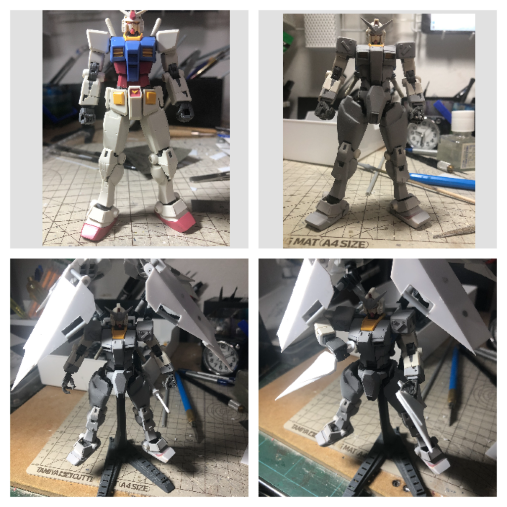 ベースのビヨンドグローバルからあまりスタイルは変えていません。フトモモはパテ、追加装甲はバトルアームアームズとプラ板でできています。