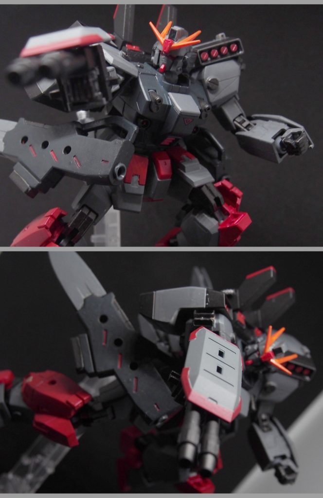 バーストパック「ニーズヘッグ」地上専用のオプション火力重視で、2連ビームライフル、ミサイルポッド、拡散ビーム砲を装備