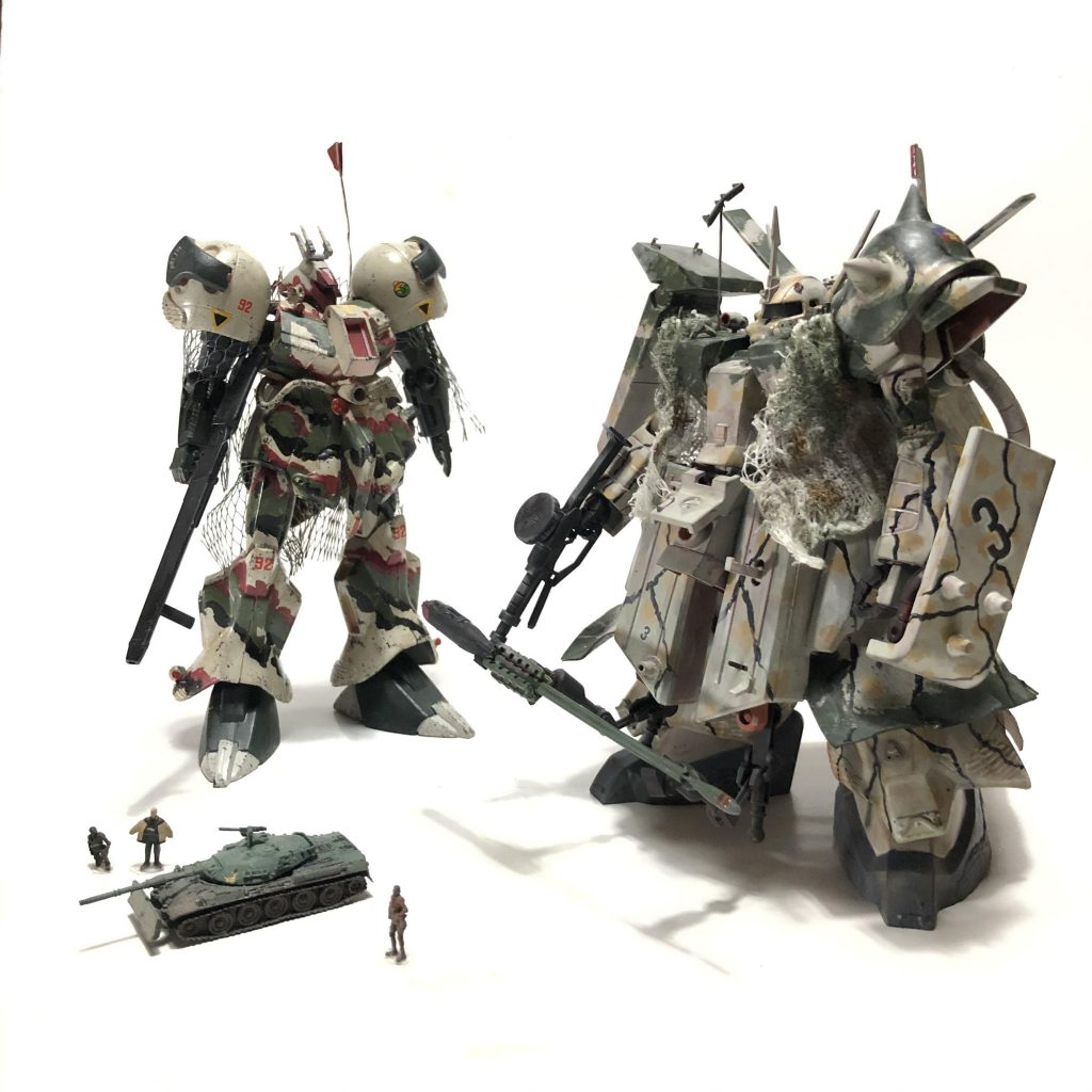 中立国「スイス第三機械化自衛団」所属「陸戦型ザクⅢウッドライン迷彩Ver.」非武装地帯の中立国を掲げる「スイス独立連邦」この国は国民総兵力、絶対中立を掲げ、その分派はサイド6への移民と共に維持されている。しかし昨近の全域紛争の流れと共に自衛の措置としての名目軍を設立し、ネオジオンから新型MS｢ザクⅢ陸戦型｣を45機追加配備。(妄想)