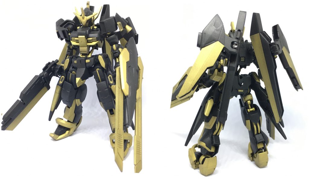 前と後ろから。今回は初めての黒金wwウィングはFGフリーダムを切ったり貼ったりしました。