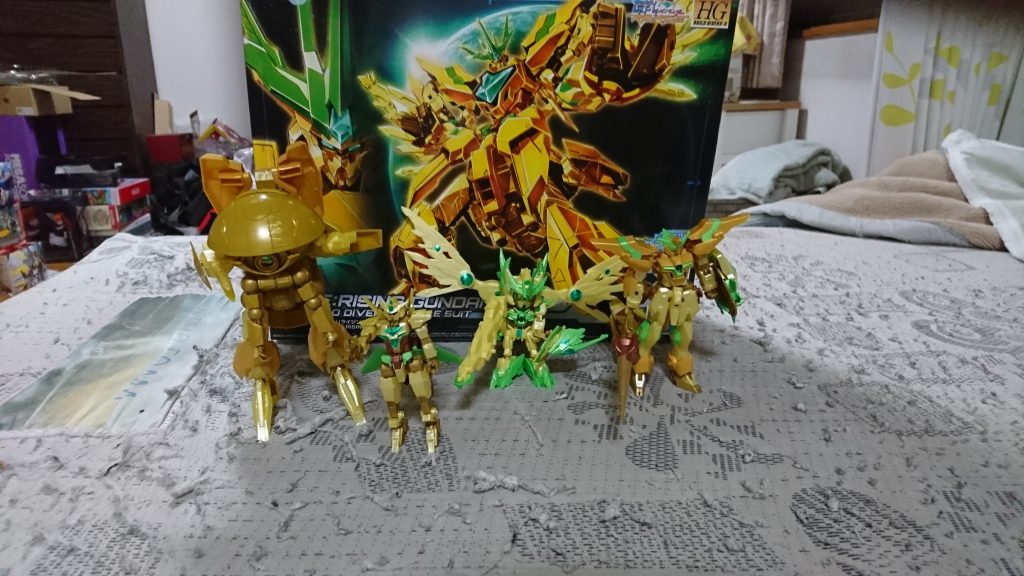 リライジングガンダムに合体する前のビルドダイバーズそれぞれの機体です。