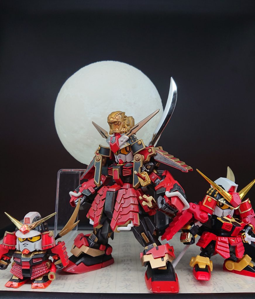 最後は、武者3体揃い踏み✨BB戦士初期の頃からSD好きで作ってるので、この並びは歴史を感じます。最後までご覧頂きありがとうございました。皆様の感ぜひお聞かせ下さいm(__)m次回を待て!٩( ᐛ )وオー!