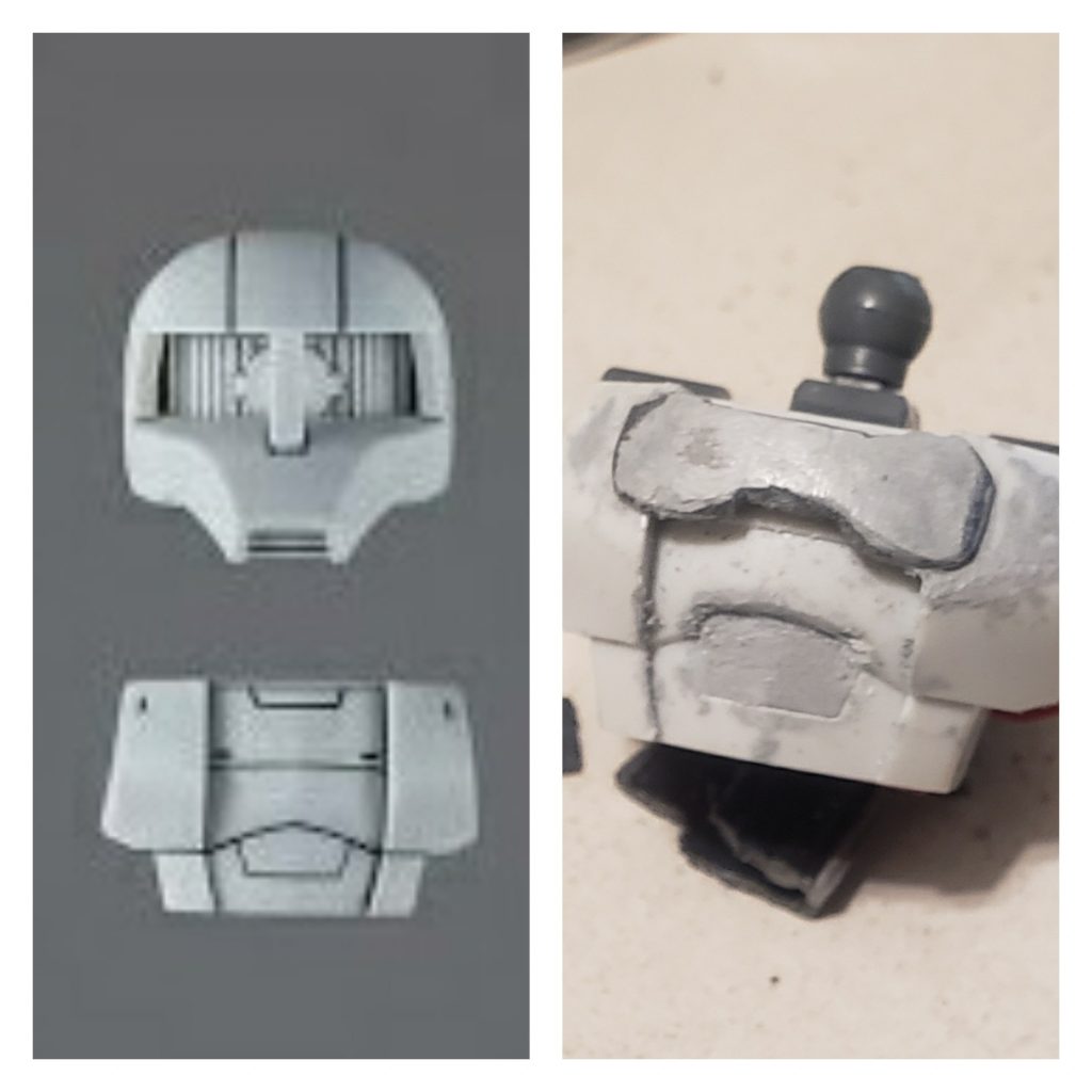 コクピットハッチ周辺はだいぶ形状が違うので加工しています