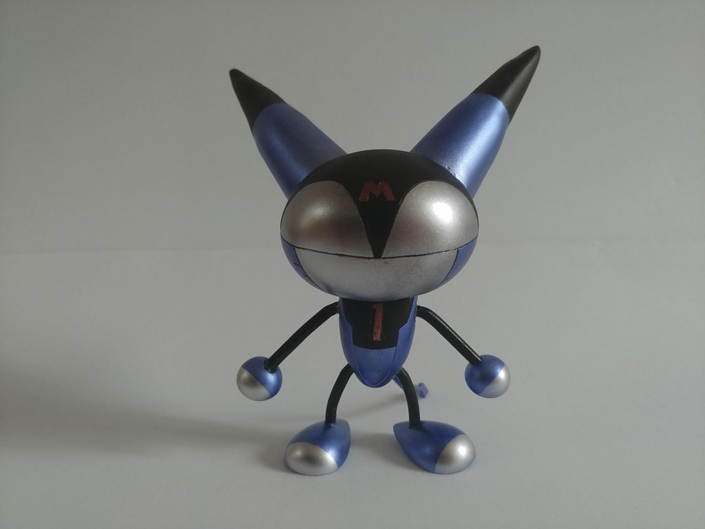 ベースキットはプチッガイ、ボディ部分はほとんど手を加えていません。手足は流用できなかったので、レジンを固めて整形しました。腕や脚はソフトプラ棒を使用したので多少曲げたりできます。