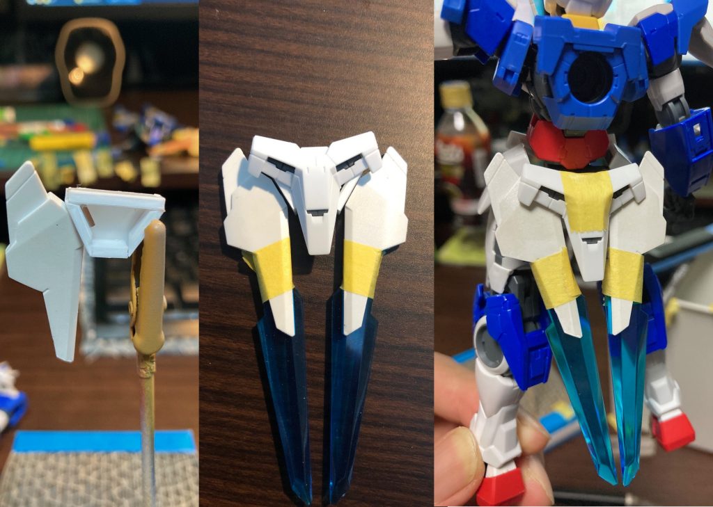 腰追加ソードビットマウント部 プラ板で形を作り磁石で接続。上から元の腰裏アーマーをかぶせてます。