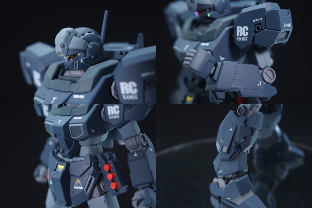 ・各部のアップ頭部は上の方の窪み?を彫り込んで色分けし、センサーやゴーグルにラピーテープやホロデカールを貼り付けた程度。肩は合わせ目を消してアーマー裏を塞いだ程度。前腕のスジボリは