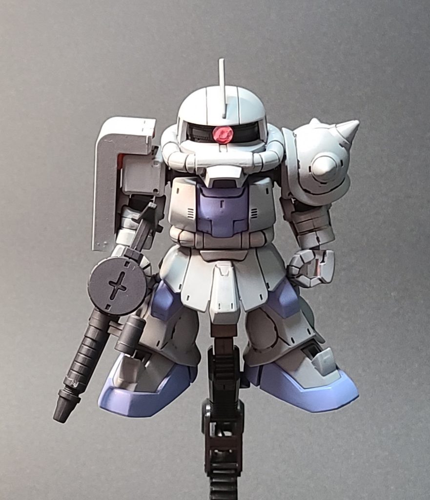 初めてまともに筆塗り塗装をしたので粗が目立ちます…それでも完成させることができてよかったです！カラーリングはPS4のバトオペというゲームのペイント機能を使って決めました僕は落ち着いた色合いが好きみたいです