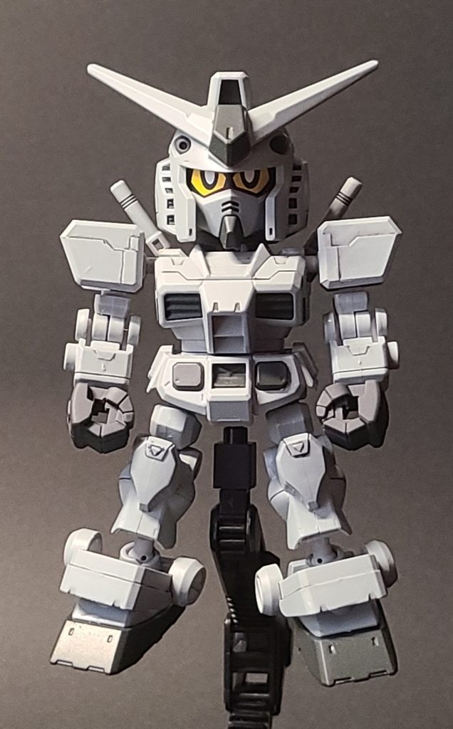 簡単な作業工程クレオスの水性ホビーカラーを使って筆で塗りました工程はサフ吹き→筆塗り→スミ入れ→つや消しとなっています合わせ目消しは行っていませんビームライフルなどは成形色につや消しをしたのみです使用した塗料1.H-57 エアクラフトグレー2.H-65 ブラックグリーン