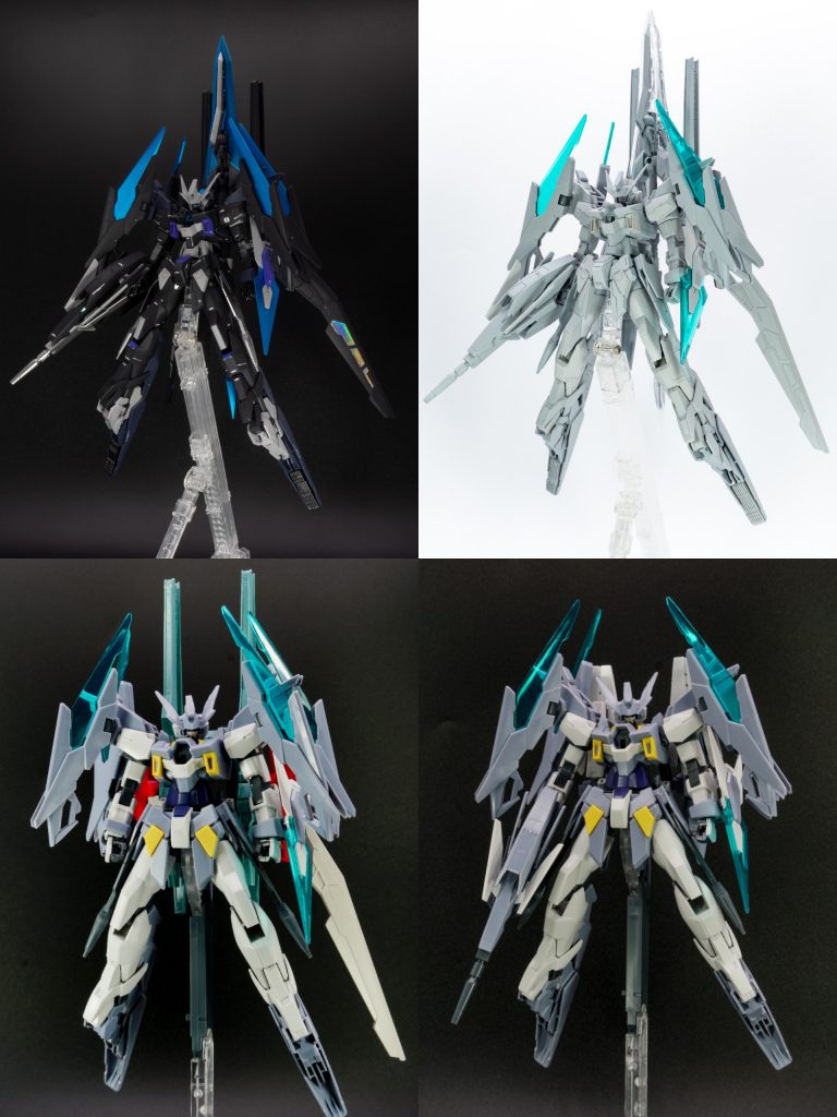 す素組み→ミキシング→サフ→完成  背部の武装追加によって全体のシルエットも大きく変わり迫力が増したと感じています。