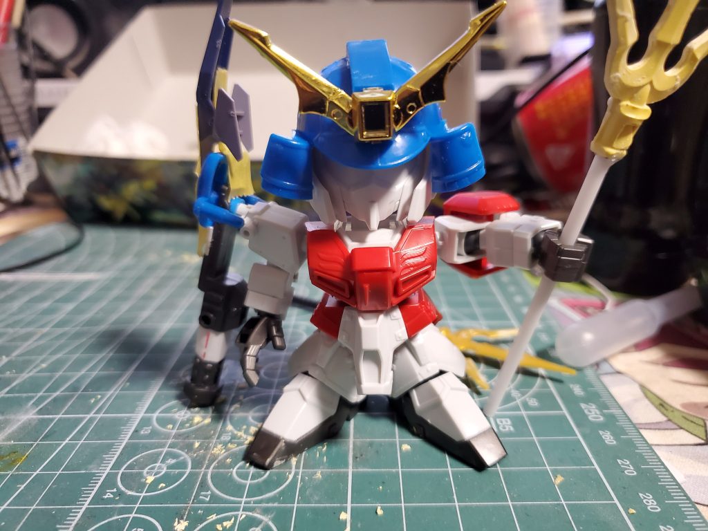 制作途中槍は真悪参の物を持たせる予定でしたが、姜維ガンダムf91の槍の方が似ていたのでそちらに変更しました。