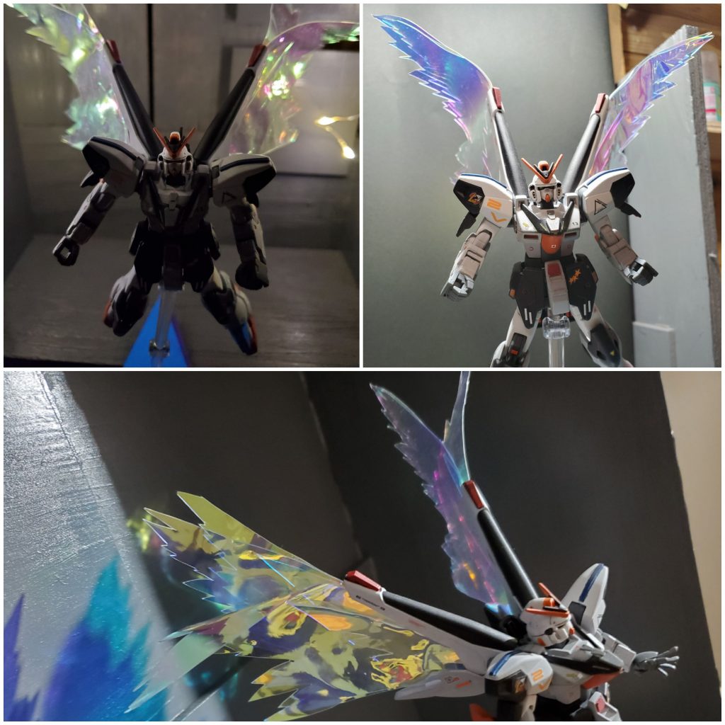 ～今回もお手軽100均素材エフェクト～柔らかいビニールなので加工しやすく、重ねると流れが付きやすく、重くはならないビニールポシェットから切り出しました！