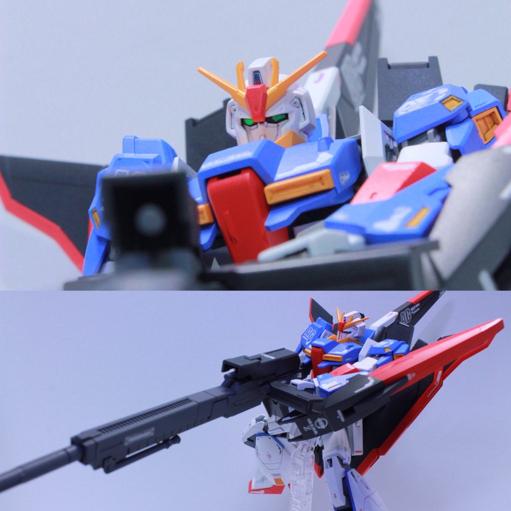  Zといえばハイメガランチャー。システムウエポンキットのものがカッコ良かったので、使用しています。皆さんも是非システムウエポンキット買いましょう。本体は綺麗目でスタンダードなカラーリングで塗装し、HGのスッキリとした面にRG用デカールを貼り込むことでデカールワークでディテールアップをしています。