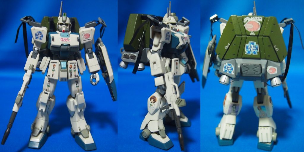 パラシュート・パック装備の3面図。