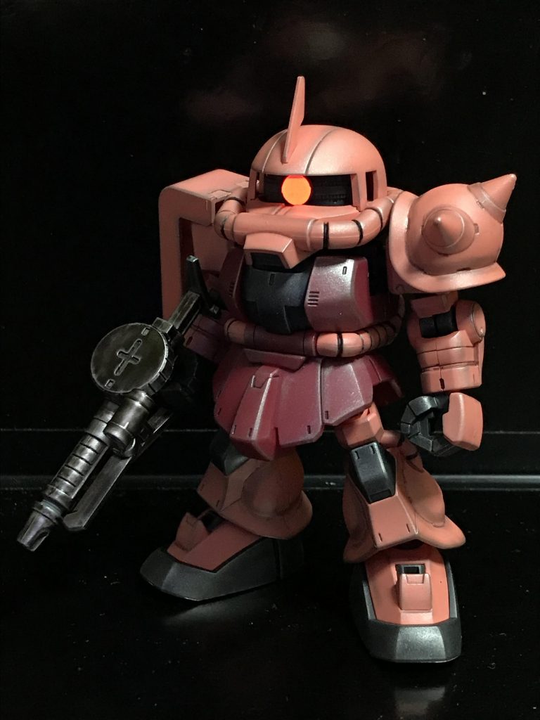 あずき色の部分は成形色のままです。墨入れとつや消しトップコート、軽くウェザリングマスターのガンメタをすりつけて、完成です。なるべくお手軽に(^^)