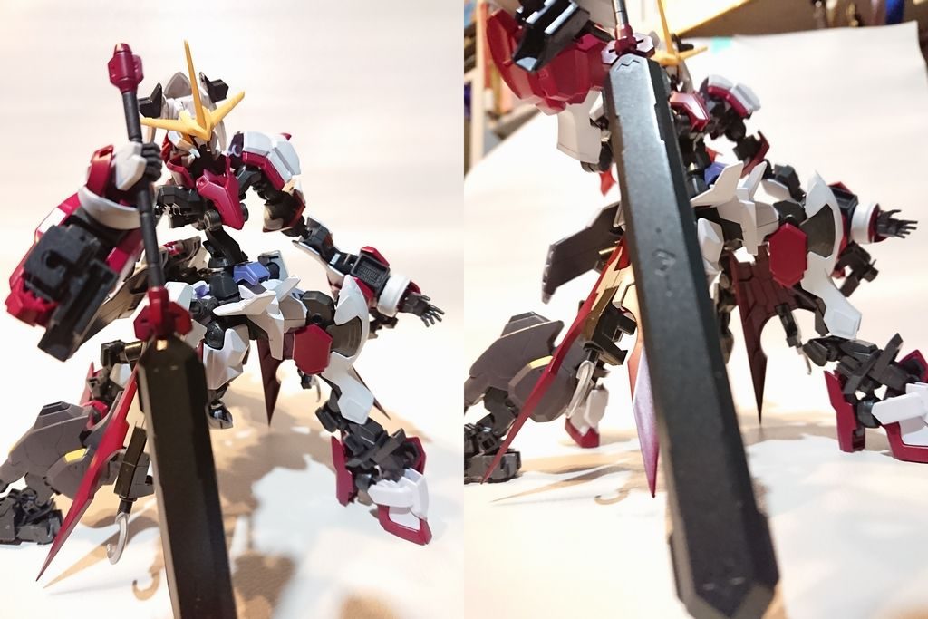 意識したわけではありませんが、どことなくバルバトスっぽくなりました。たぶんメイスと手足のせい。メイスは左袖に懸架可能です。