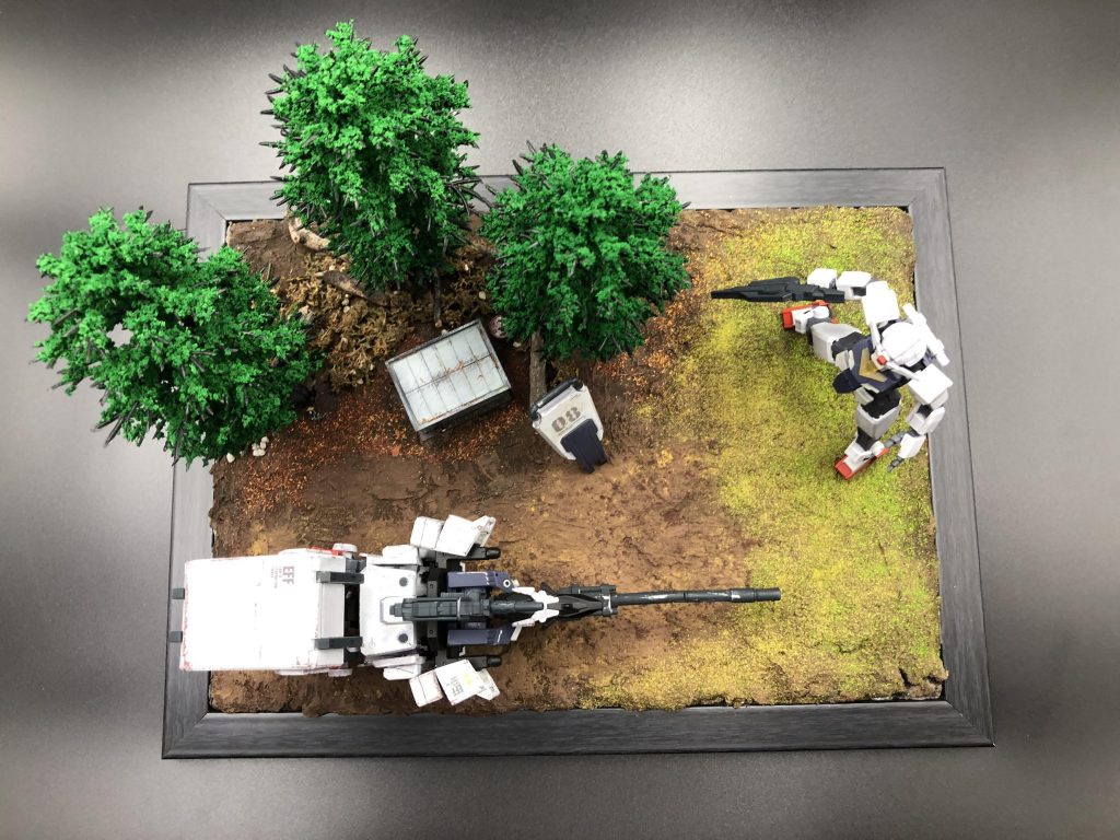 上から見た図です。右がGBNの世界、左が08小隊の世界をイメージしています。