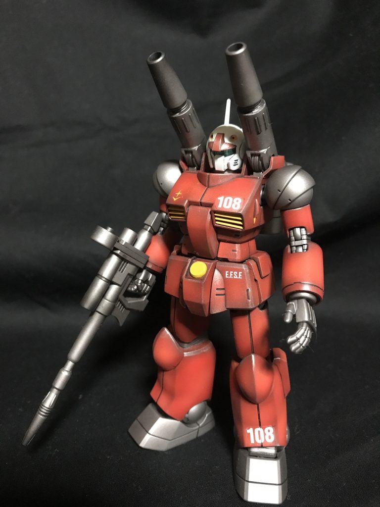 カラーレシピボディ部分：NAZCAカラー　フレイムレッド（ガイア）　　　　　　　　　　（ハイライトに＋イエロー少々）関節など金属部分：焼鉄色（クレオス）顔部分：GXクールボワイト（クレオス）　　　　　　　＋エメラルドグリーン（ガイア）少々黄部分：キャラクターイエロー（クレオス）