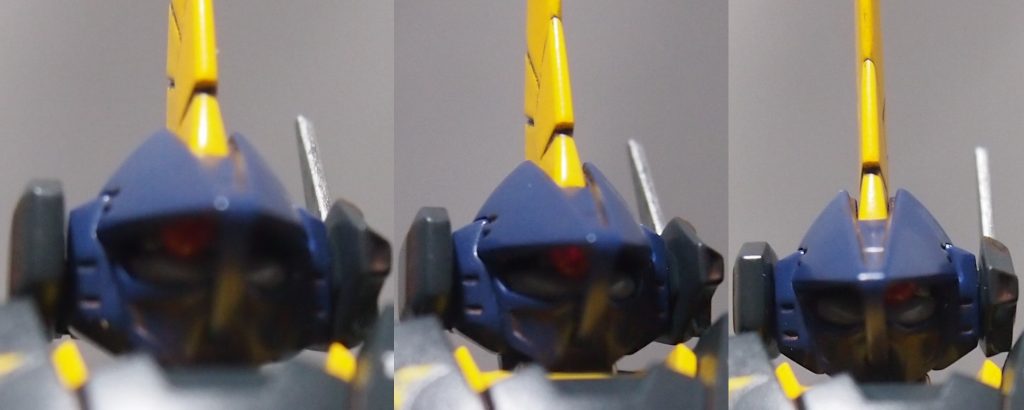 改造してモノアイが動くようにしましたが、奥まっているので分かりにくいかも...