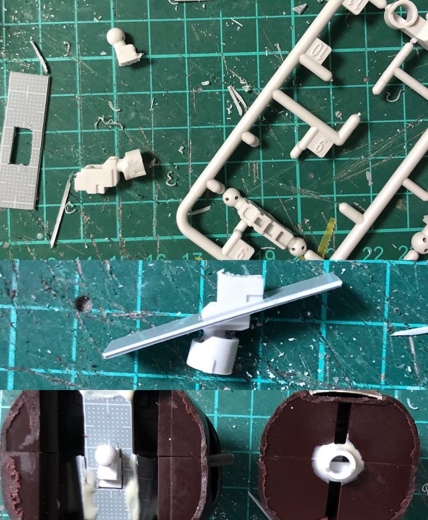 胴体にSDCSのジョイントを仕込みました。胴体がひねれるアッガイができました。