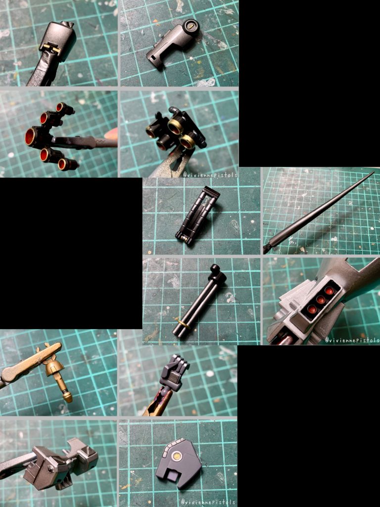 細かい塗り分け箇所は筆塗りで塗装しました。