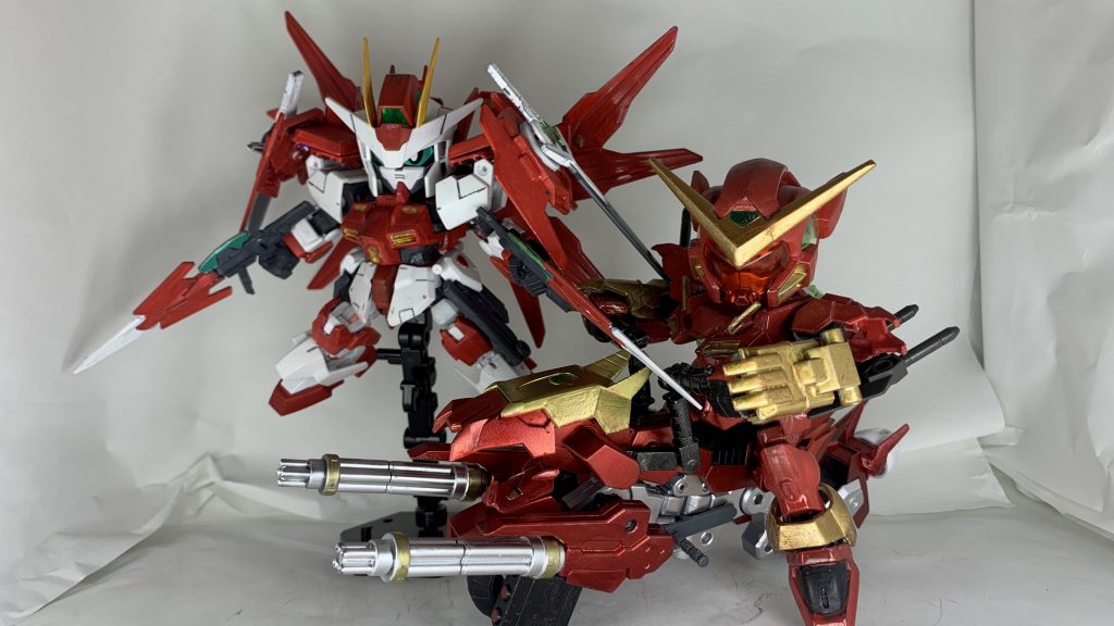 ちなみに前作ったダブルオークロスディザイアのお兄さんです。ダブルオーはこれから成長する期待のルーキーですがエクシアはベテランの戦士です!