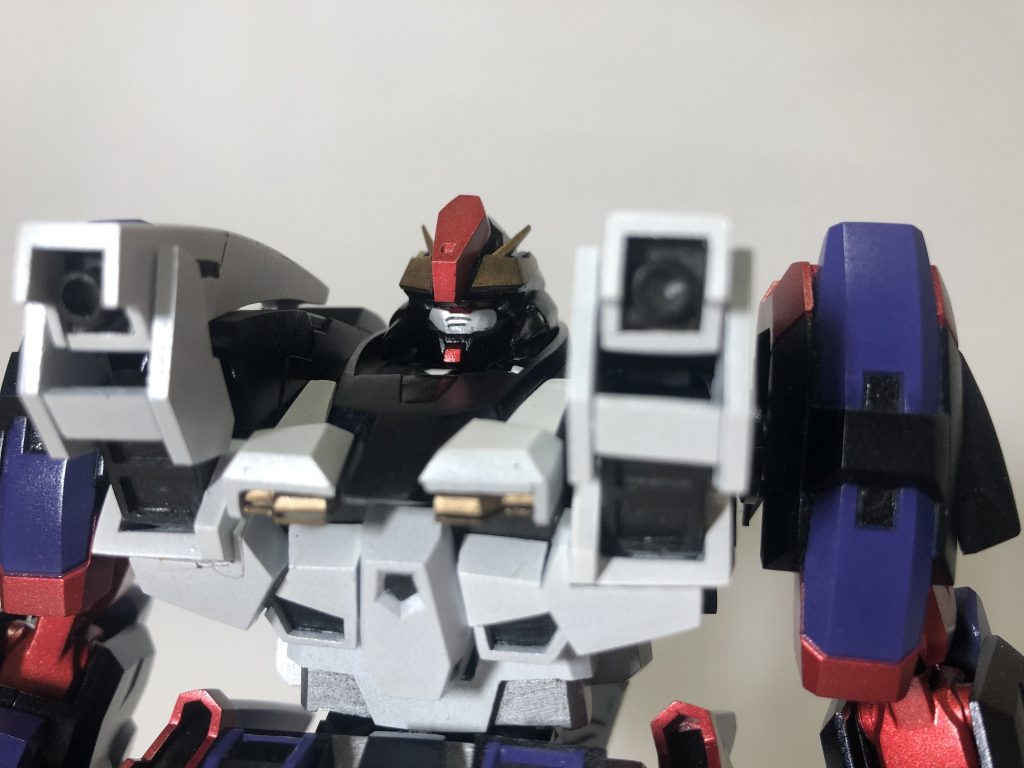 頭部アップです。フードを作り直したのでフェイスが非常に見やすくなり、見栄えがするので上手くいったと思います。