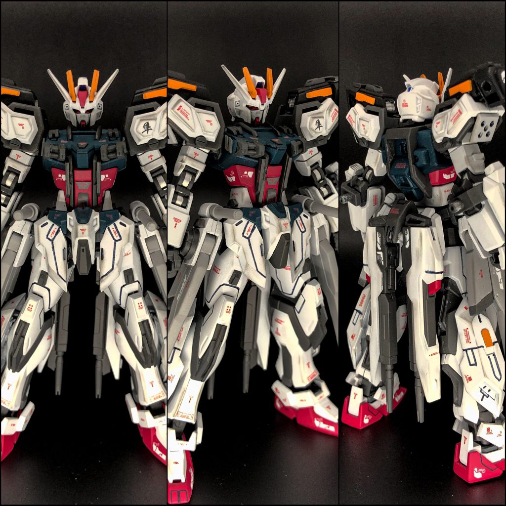 ストライク単体はこちらで武装としては腰周りがストフリ装備をつけたような型で、全体的にアーマーなどが追加されています( ´ ꒳ ` )ﾉ単体だけでも満足した出来になりました(≧▽≦)ゞ